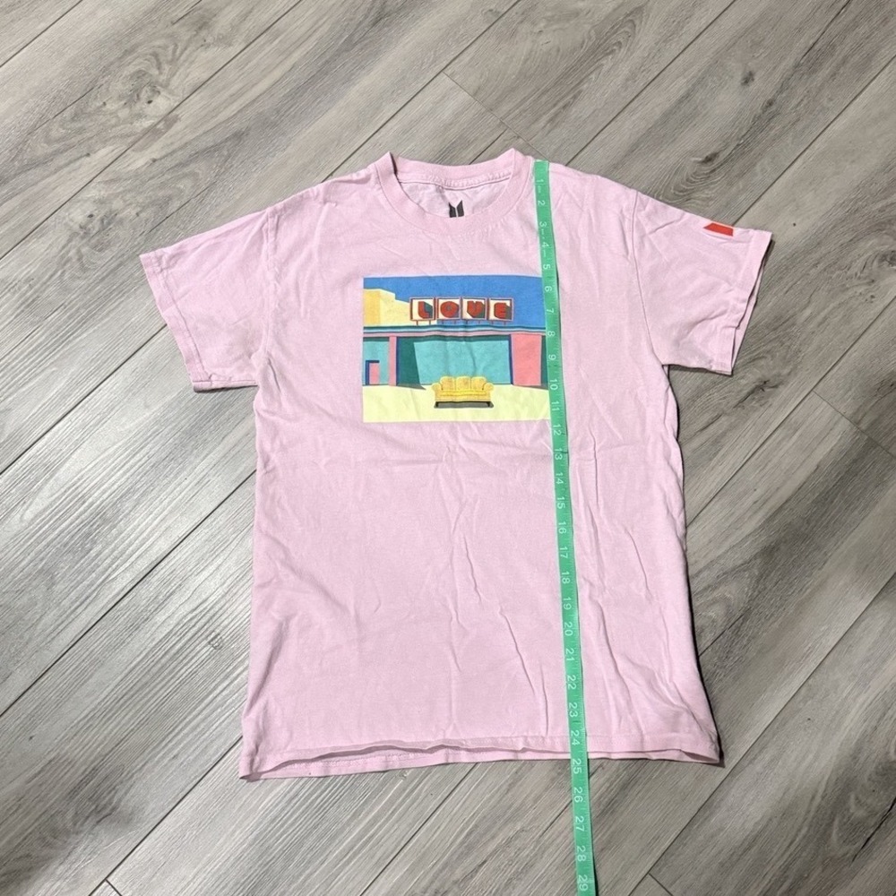 BTS Boy With Luv Graphic T-Shirt Small Pink Excellent K-Pop Music Merch Tee - Picture 3 of 4
